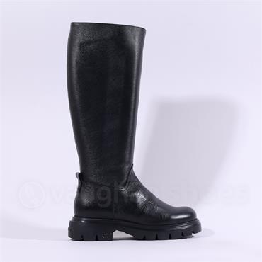 Wonders Bones Chunky Sole Knee High - Black Leather